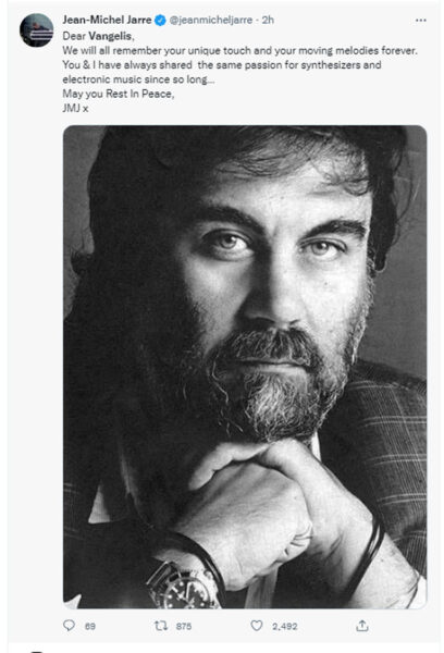 Vangelis memoriam tweet