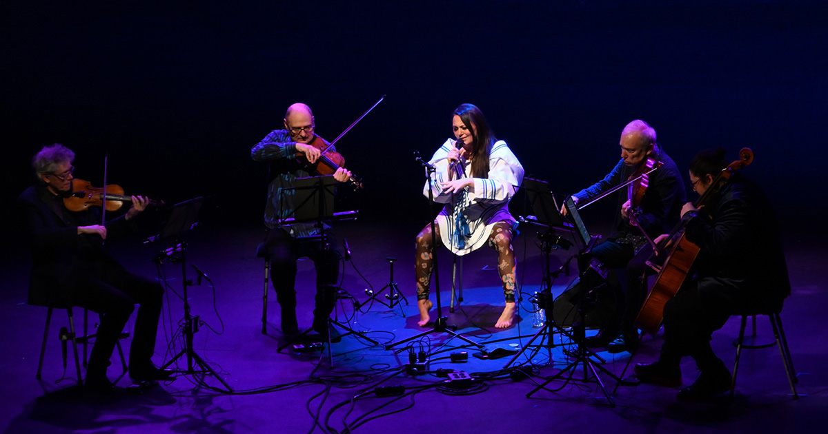 photo: Kronos Quartet, with Tanya Tagaq, performing at the Big Ears festival, 2024